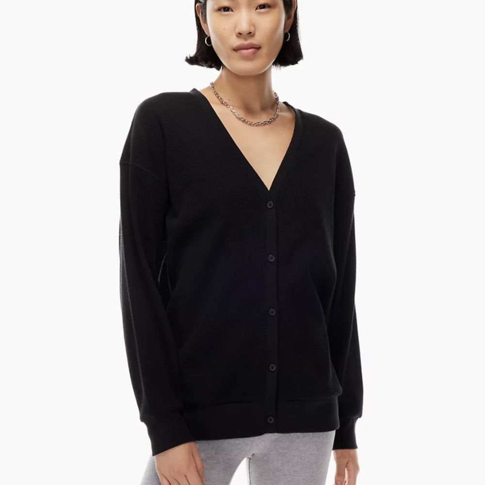 NWT Aritzia The Group Thermal Button-Up Cardigan in Heather Light Cool Grey - Picture 6 of 9